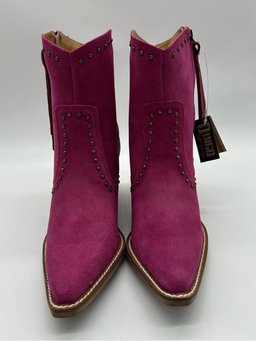 Dingo Women’s Suede Ankle Boots in Fuchsia - Western Block Heel New In Box - Picture 6 of 13